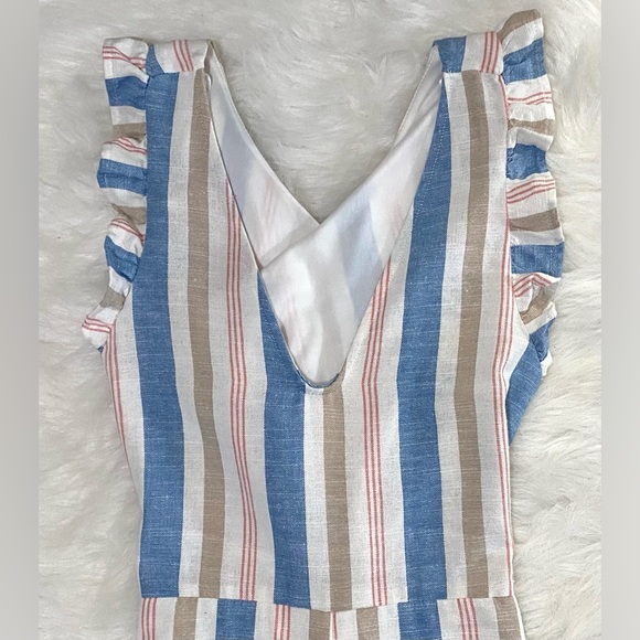 Karlie Womens S Blue/White Stripe Sleeveless Jumpsuit Classic Preppy Feminine - Picture 4 of 14